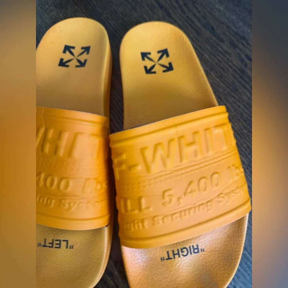 Off-White Logo Pool Slider Sandals orange size 41